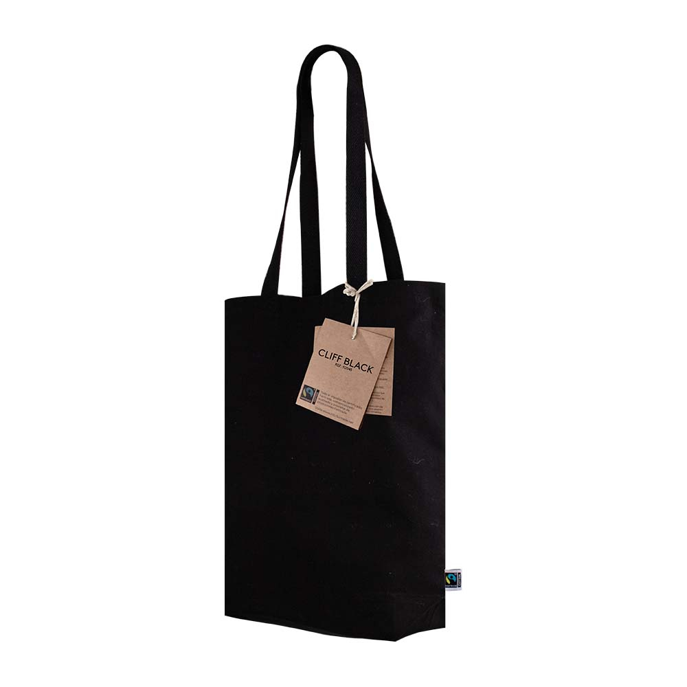 Sac en coton Fair Trade 280 gr personnalisable - Cliff Black petite étiquette
